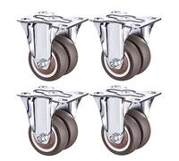 OWUV 1.5 in / 40mm roulettes Caoutchouc À Double Roue (4 Pièces / 200 Kg), Roulette Fixe, roulettes Replacement, Roues Pivotantes pour Meubles Lourde avec Frein, pour Chariot/Lit Bébé/Table De Chevet