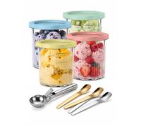 OWYELO Ensemble de 4 Pots pour Ninja Creamy Deluxe, 710ML Bacs Compatible avec Ninja NC501/NC500 Series, Bacs à Crème Glacée avec Couvercle et Cuillère, Accessoires pour Ninjas Ice Creami, sans BPA