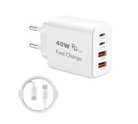 OWYELO Kit 2 Pièces Chargeur 40W 4 Ports USB-C/USB-A avec câble C-C 2m - Chargeur Rapide Multi-Appareils pour iPhone 16/15/14, Galaxy S24/S25 Ultra, iPad - PD + QC 3.0