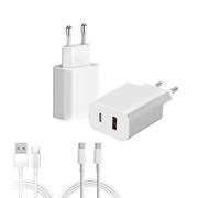 OWYELO Kit Complet Chargeur Rapide 20W : 2 Blocs Prise Mural USB-C/A avec 2 Câbles 2m - Chargeur USB C Rapide PD, Compatible iPhone 16/15/14, Galaxy, iPad, Blanc