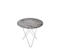 OX Denmarq Table basse Mini O Marbre gris. support en acier inoxydable