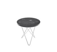 OX Denmarq Table basse Mini O marbre marquina. support en acier inoxydable