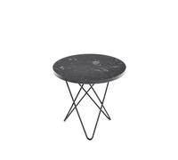 OX Denmarq Table basse Mini O marbre marquina. support laqué noir