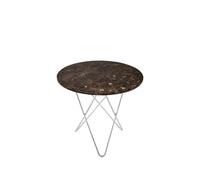 OX Denmarq Table basse Mini O marbre marron. support en acier inoxydable