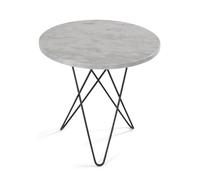 OX Denmarq Table d'appoint Mini O Ø40 H37. structure noire marbre blanc