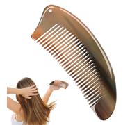 Ox Horn Comb - Wide Tooth Natural Hair Detangling Brush, Handmade Anti-Static Grooming Tool | Beard Care Massage Comb For Wet Dry Hair Styling, Smooth Scalp Care Accessory