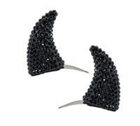 Ox Horn Hair Barrette 2 Piece Glitter Cosplay Accessory | Decorative Ox Horn Barrettes For Gothic Devil Fairy Fantasy Looks Photo Shoots And Themed Events
