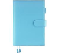 Ox Knight Couverture en cuir pour agenda A5 type Hobonichi Cousin, Stalogy, Midori, Leuchtturm1917 avec passant pour stylo, fentes pour cartes, poche arrière et marque-pages, bleu clair