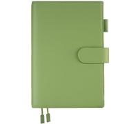 Ox Knight Couverture en cuir pour agenda A5 type Hobonichi Cousin, Stalogy, Midori, Leuchtturm1917 avec passant pour stylo, fentes pour cartes, poche arrière et marque-pages, vert