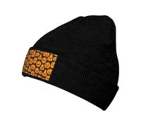 OXbnmm Bonnet tricoté tendance avec motifs citrouille d'Halloween pour l'extérieur, les voyages, la pêche, Noir , Taille unique