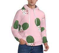 OXbnmm Cactus Pink Sweat à capuche pour homme doublé en polaire chaude avec poche kangourou réglable, Noir , XL