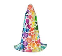 OXbnmm Cape à capuche avec cœurs arc-en-ciel pour adolescent, petite costumade, sorcière, vampire, magicien, bal masqué, scène