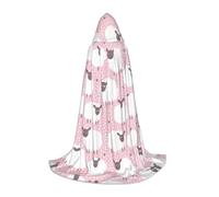 OXbnmm Cape à capuche en forme de mouton blanc sur fond rose pour adolescent, petite costumade, sorcière, vampire, magicien, bal masqué, scène