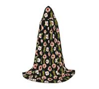 OXbnmm Cape à capuche pour adolescent avec fleur de jasmin rose - Petit costume de sorcière, vampire, magicien, bal masqué, scène