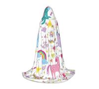 OXbnmm Cape à capuche pour adolescent, motif licornes, rose, petite costumade, sorcière, vampire, magicien, bal masqué, scène
