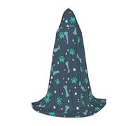 OXbnmm Cape à capuche pour adolescent Motif os et griffes de chien Petit costume de sorcière vampire sorcier bal masqué scène