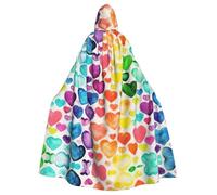 OXbnmm Cape de magicien à cœurs arc-en-ciel pour adulte, pour festival, Halloween, cosplay, cape de larp