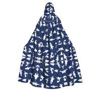 OXbnmm Cape de magicien à motifs de poissons de mer pour adulte, pour festival de la Renaissance, Halloween, cosplay, cape Larp