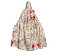 OXbnmm Cape de magicien pour adulte, motif bateau, plage, étoile de mer, pour festival de la Renaissance, Halloween, cosplay, cape Larp