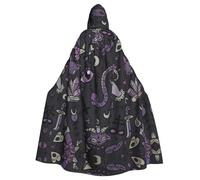 OXbnmm Cape de sorcier effrayante pour adulte, violet, noir, pour festival, Halloween, cosplay, cape de larp