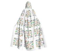 OXbnmm Cape de sorcier élégante pour apprendre les lettres de l'alphabet avec dinosaures pour adulte, pour festival de la Renaissance, Halloween, cosplay, cape Larp