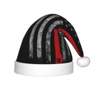 OXbnmm Chapeau de fête avec drapeau rouge hache de pompier pour enfants, chapeau de Père Noël pour Noël et fêtes de fin d'année, chapeau de Noël en velours extra épais