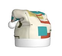 OXbnmm Chapeau de Noël imprimé moderne du milieu du siècle (1 pièce) - Chapeau de Noël unisexe pour adultes - Chapeaux souples pour fournitures de fête