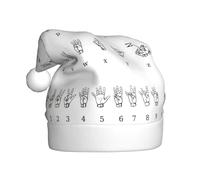 OXbnmm Chapeau de Noël unisexe avec impression de l'alphabet en langue des signes (1 pièce)