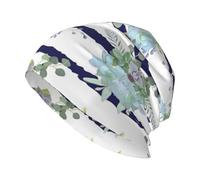 OXbnmm Chapeaux tricotés unisexes à rayures succulentes, doux et confortable à revers pour homme et femme, bonnet d'hiver chaud pour adulte, noir