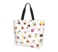 OXbnmm Delicious Cupcakes Grand sac fourre-tout imprimé pour femme, sac à bandoulière réutilisable avec poche, sac à main léger pour les vacances, la piscine, la salle de sport