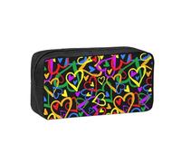 OXbnmm Gay Pride Trousse à crayons imprimée arc-en-ciel Spacieuse Sac de rangement en polyester avec fermeture éclair lisse pour étudiants et enseignants