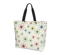 OXbnmm Grand sac fourre-tout Atomic Stars imprimé rétro pour femme, sac à bandoulière réutilisable avec poche, sac à main léger pour les vacances, la piscine, la salle de sport