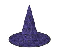 OXbnmm Haunted Mansion Printing Lot de 2 chapeaux de sorcière d'Halloween pour jeu de rôle 33 cm de haut Chapeau de boules masquées pour femme