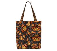 OXbnmm Heaps Of Orange Monarque Papillons Toile Robuste 340,2 g Grand Sac d'épicerie Sac de courses Sac de déménagement Sac à linge