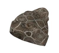 OXbnmm Petoskey Stone Bonnet tricoté unisexe en tricot chaud, bonnet d'hiver tendance à rayures pour femmes et hommes, bonnet de chaussette doux et chaud pour adulte, noir