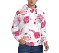 OXbnmm Pink Flamingos Sweat à capuche pour homme doublé en polaire chaude avec poche kangourou réglable, Noir , M