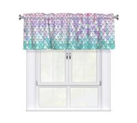 OXbnmm Rideau de fenêtre occultant motif sirène rose pastel violet aqua imprimé thé pour cuisine, 137 x 45,7 cm