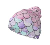 OXbnmm Sirène Pastel Rose Violet Aqua Tea Bonnet tricoté Unisexe Bonnet d'hiver chaud Bonnet à rayures tendance pour femmes hommes Bonnet de chaussette doux et chaud pour adulte