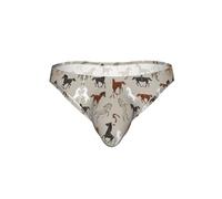 OXbnmm Slip de bikini doux imprimé cheval mignon pour hommes, culotte sexy renflement poche, culotte extensible taille basse pour homme, Noir , 3XL