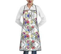 OXbnmm Tablier de cuisine unisexe avec poche, imprimé jardin coloré vif, tablier d'art imperméable pour adultes pour peinture céramique, pâtisserie, barbecue
