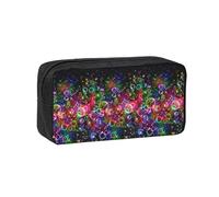 OXbnmm Trousse à crayons colorée avec imprimé étoiles arc-en-ciel - Sac de rangement spacieux - Fermeture éclair lisse - En polyester - Pour étudiants et enseignants