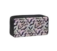 OXbnmm Trousse à crayons imprimée chauve-souris d'Halloween - Sac de rangement spacieux en polyester lisse avec fermeture éclair pour étudiants et enseignants