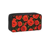 OXbnmm Trousse à crayons imprimée de coquelicots - Sac de rangement spacieux - Fermeture éclair lisse - En polyester - Pour étudiants et enseignants