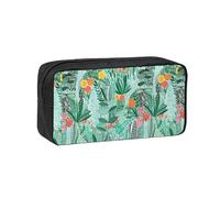 OXbnmm Trousse à crayons imprimée de flore tropicale, sac de rangement spacieux, fermeture éclair lisse, support en polyester pour étudiants et enseignants