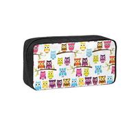 OXbnmm Trousse à crayons imprimée hiboux sur branches d'arbre - Sac de rangement spacieux - Fermeture éclair lisse - En polyester - Pour étudiants et enseignants