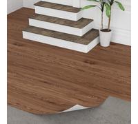 Oxdigi Revêtement de sol en PVC autocollant 3 m², carrelage en vinyle aspect bois pour porte d’entrée, salon, cuisine, balcon, pièce de rangement, vinyle à découper sur mesure, 0,6 x 5 m, noix