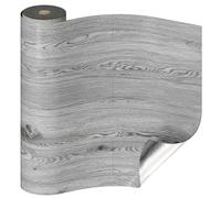 Oxdigi Revêtement de sol en PVC autocollant 3m², aspect bois pour vinyle, dalles de sol autocollantes épaisses pour la porte d’entrée, le salon, la cuisine, vinyle découpable DIY 60x500 cm Gris