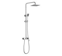 Oxen 121404 Colonne monocommande avec tube rond extensible réglable en hauteur de 80 à 120 cm. Douche à main pour hydromassage et pulvérisateur carrés, chrome brillant
