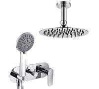 Oxen 494351 Robinet mitigeur encastrable SAR. Sortie plafond. Comprend : pulvérisateur extra plat, support, flexible et bras de douche encastrable avec finition en chrome brillant.