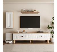 OXENKA Meuble TV moderne, meuble TV avec buffet haut, étagère murale, à suspendre ou à poser, ensemble de 3 pièces avec beaucoup d'espace de rangement, design simple